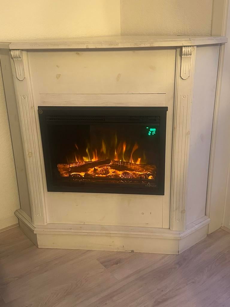 Hoek dressoir met Living Flame haard, Huis en Inrichting, Haarden, Ophalen, Zo goed als nieuw, Inbouwhaard, Elektrische haard