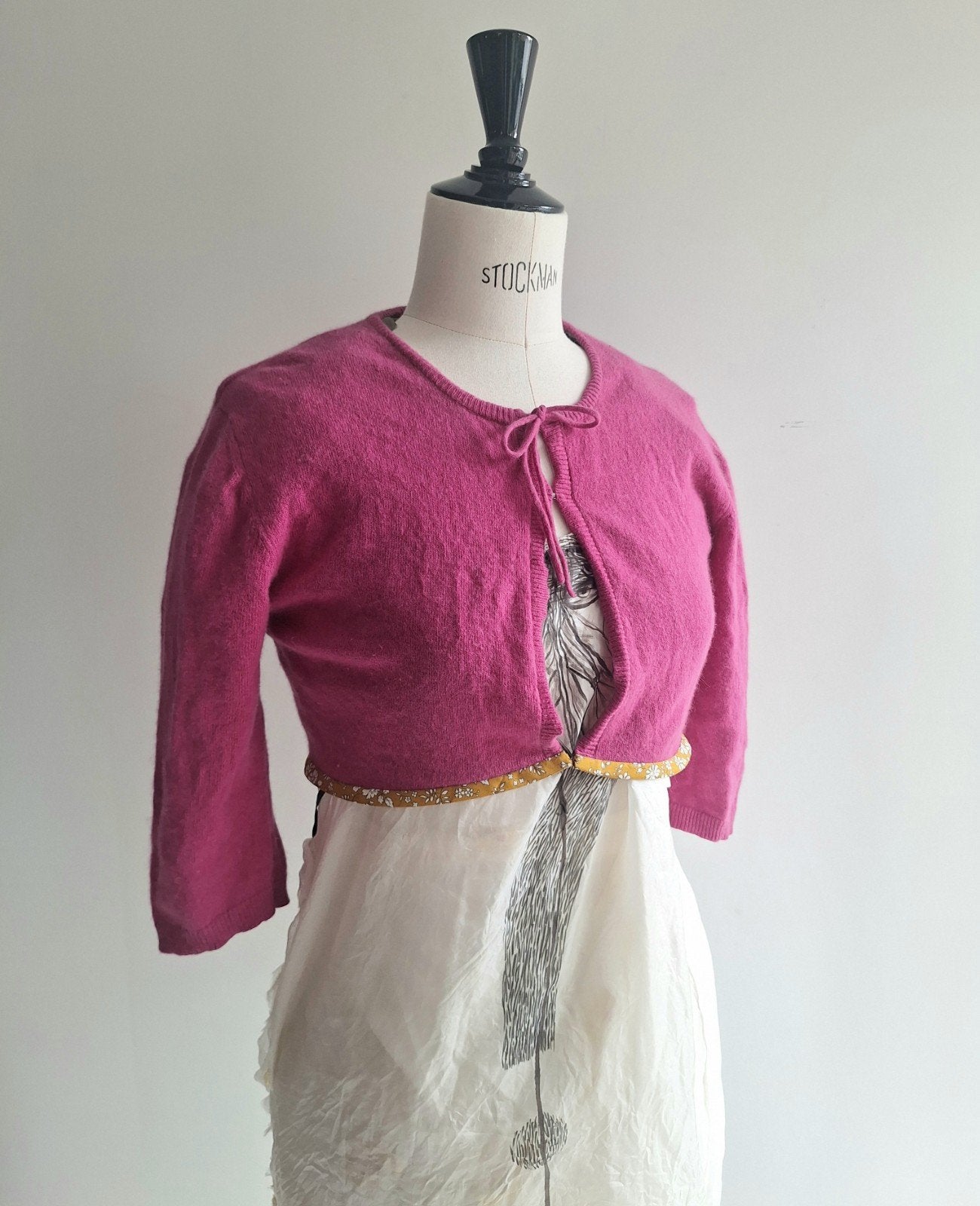 ESPRIT vintage crop top angora wol hard roze magenta upcycld, Maat 38/40 (M), Ophalen of Verzenden, Zo goed als nieuw, Korte mouw