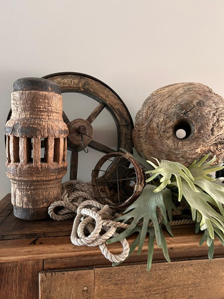 Oude houten decoratie., Huis en Inrichting, Woonaccessoires | Overige, Ophalen, Gebruikt