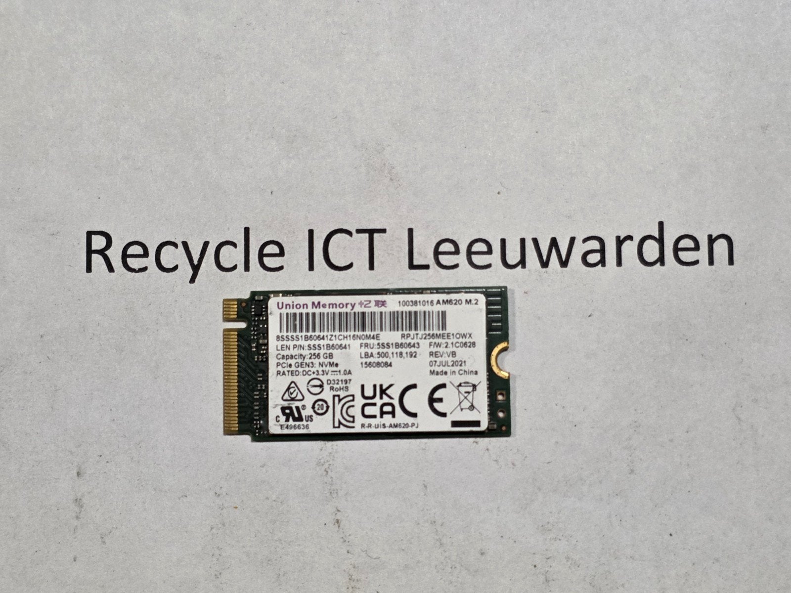 Union Memory 256GB NVMe M.2 SSD - Nieuwstaat, Intern, ., SSD, Ophalen of Verzenden