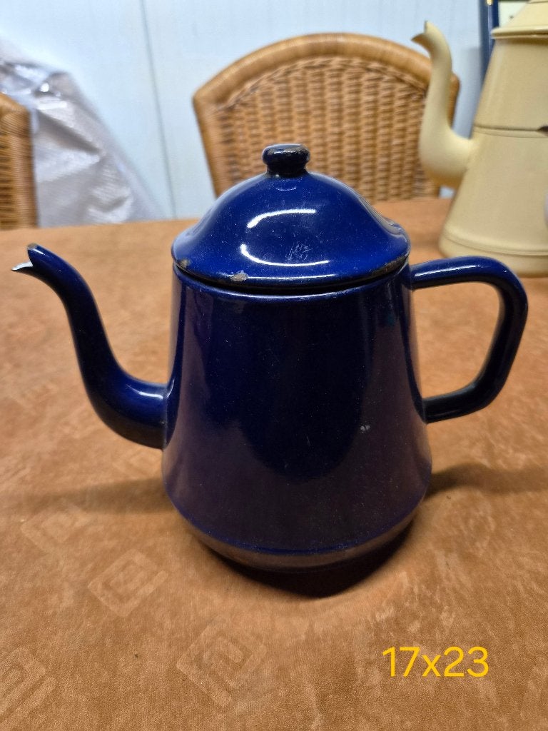 Blauwe emaille theepot, Ophalen of Verzenden