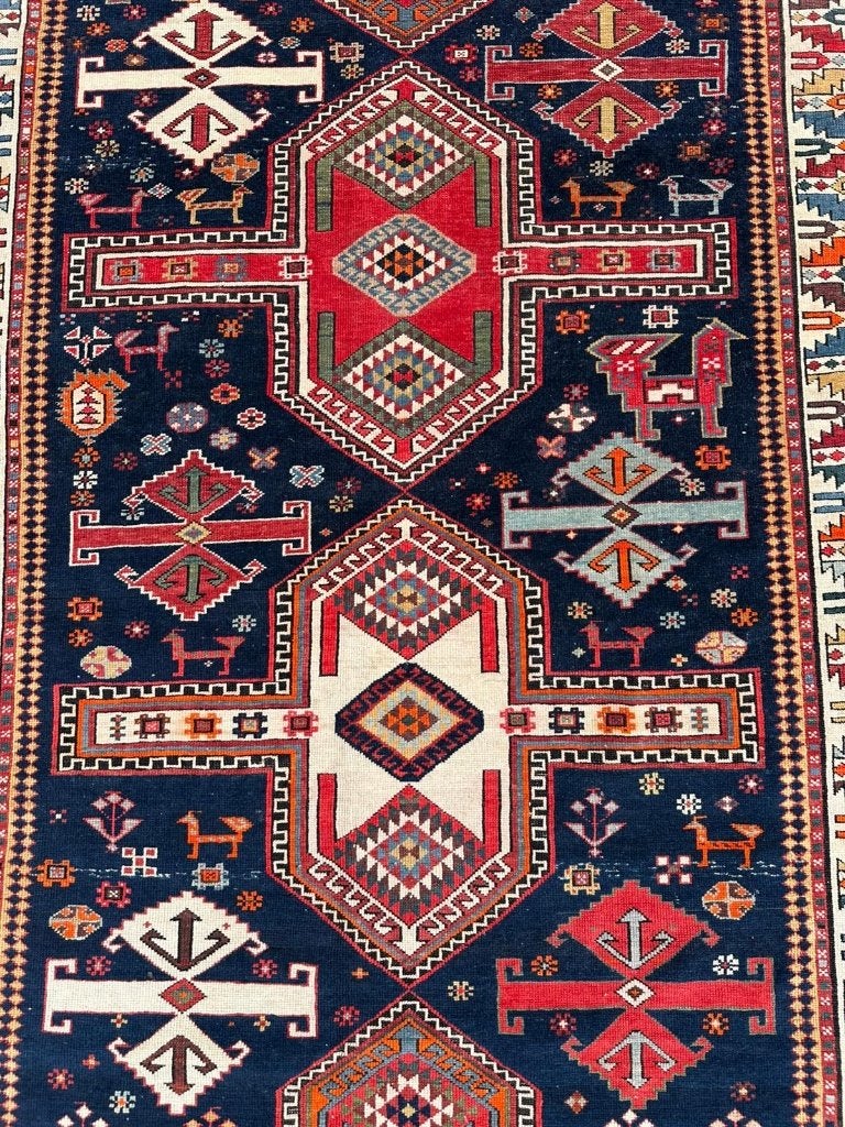 Antieke Shirvan – 270138cm – zeldzame geometrische motieven, Gebruikt, 100 tot 150 cm, Wol, 200 cm of meer