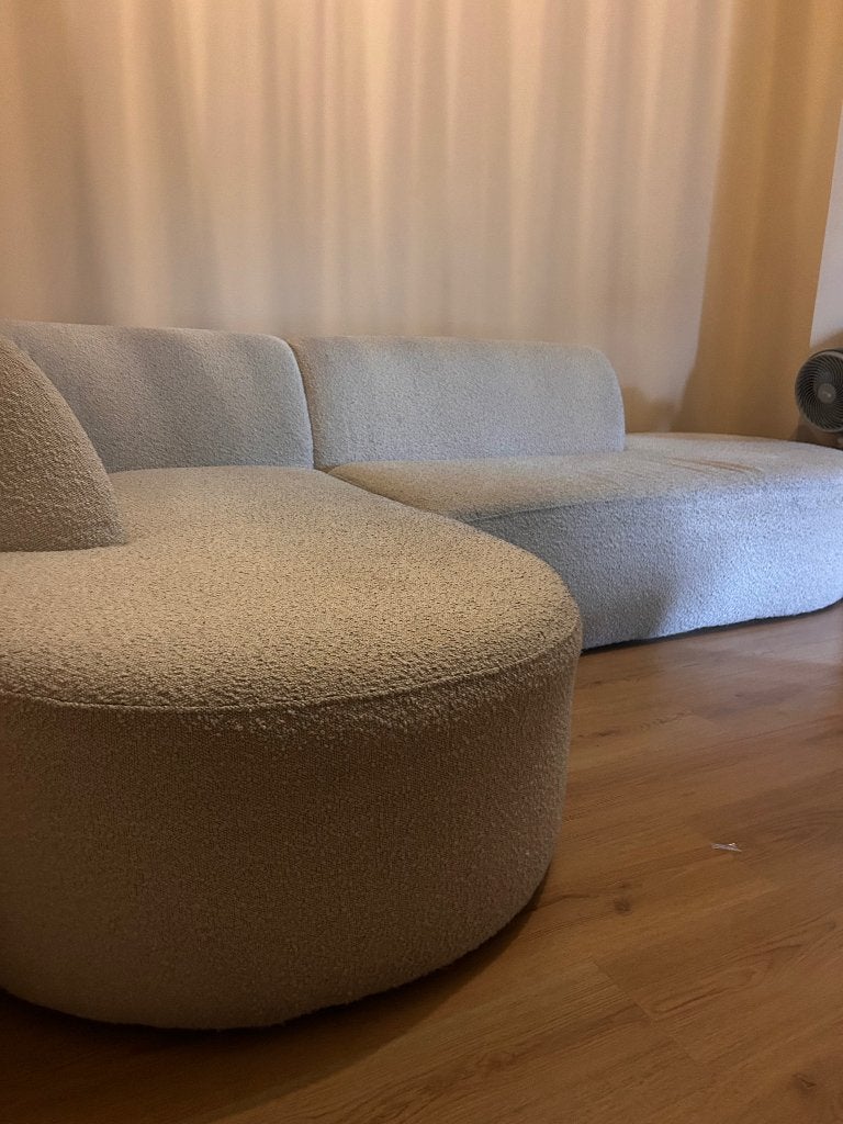 Mooie teddy hoekbank crème/beige (MET SPOED WEG), Ophalen, 250 tot 300 cm, Gebruikt, Hoekbank