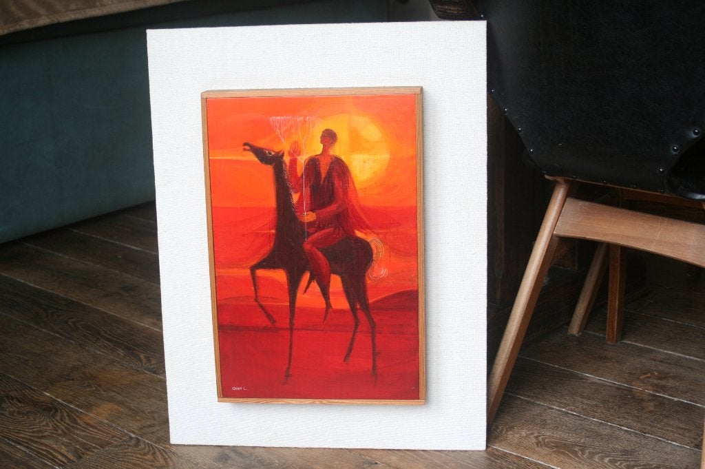 Vintage modernistisch schilderij (GORIS Leo) jaren 70, Antiek en Kunst, Antiek | Wandborden en Tegels, Ophalen of Verzenden