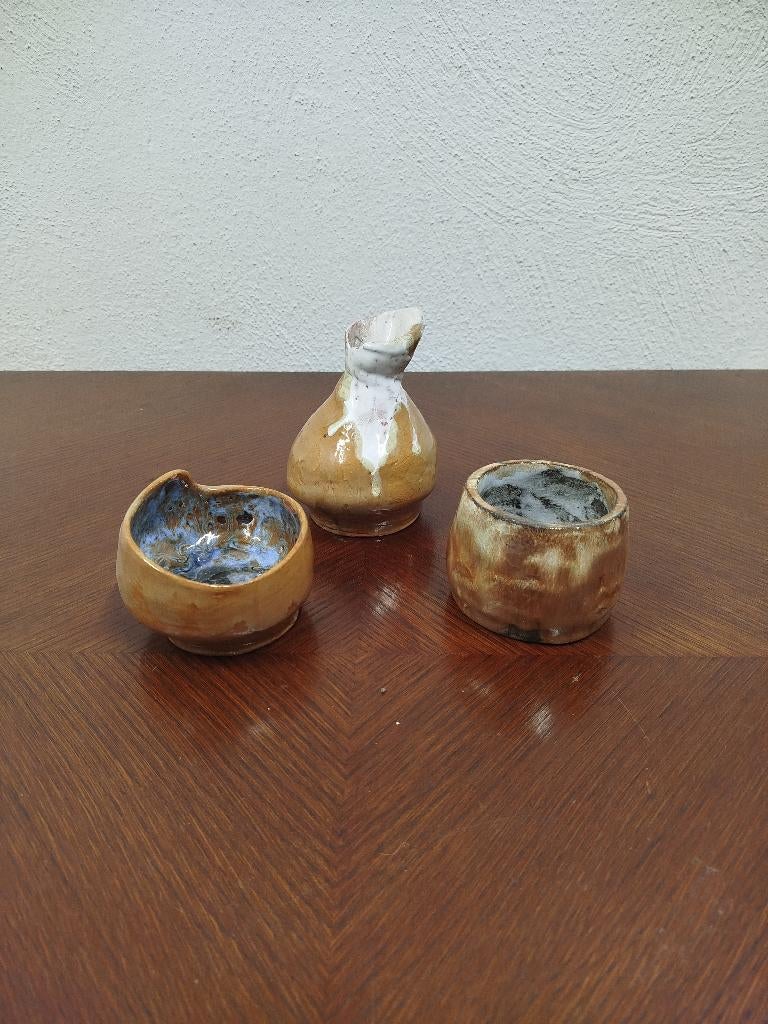 sake-set tokkuri fles en 2 guinomi handmade PIM, Ophalen of Verzenden