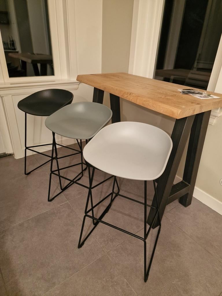 3 x HAY About a stool AAS38 High barkruk - ook per stuk, Ophalen, Met voetsteun, 60 tot 90 cm, Zo goed als nieuw