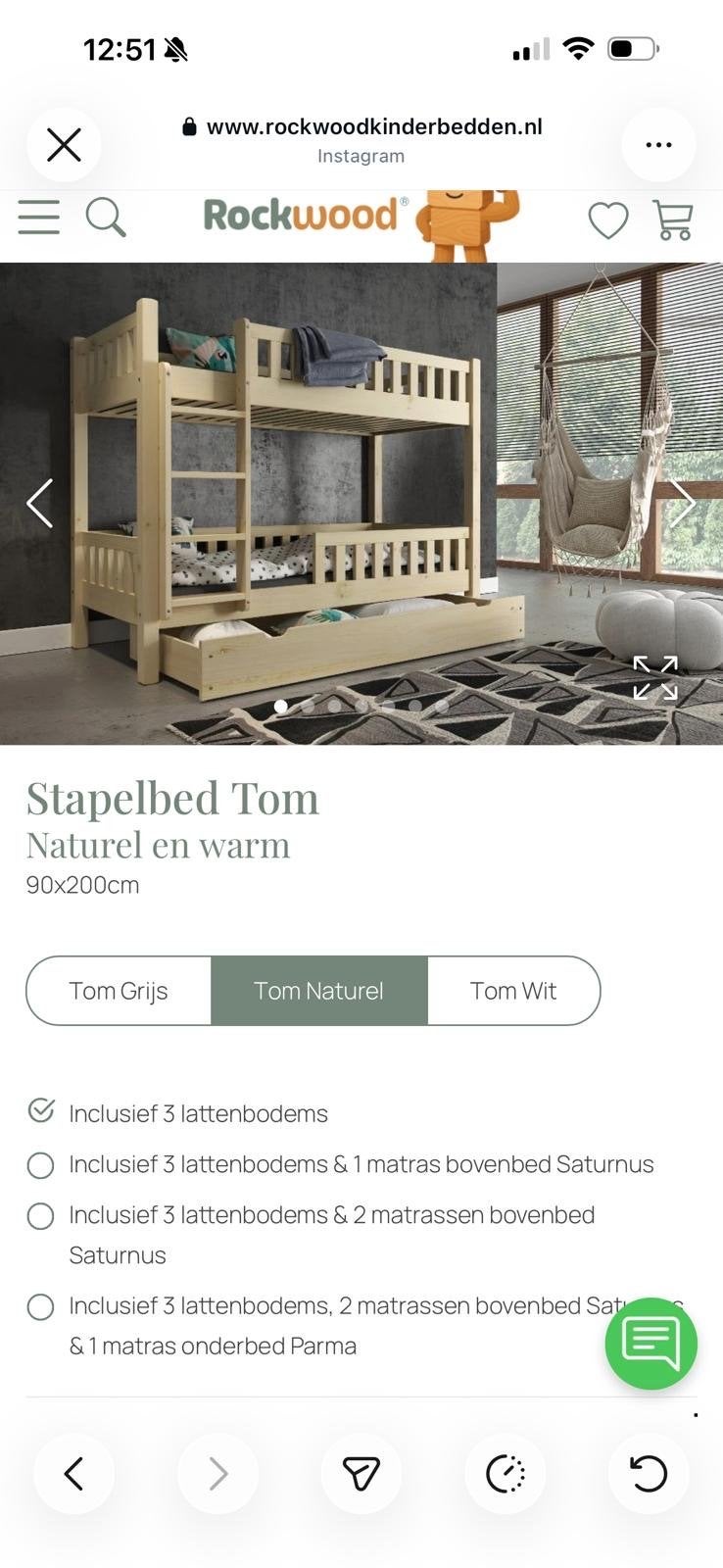 Stapelbed Tom Woodrock - Natuurlijk Hout 90x200cm, Gebruikt, 90 cm, 160 tot 180 cm, Tweepersoons