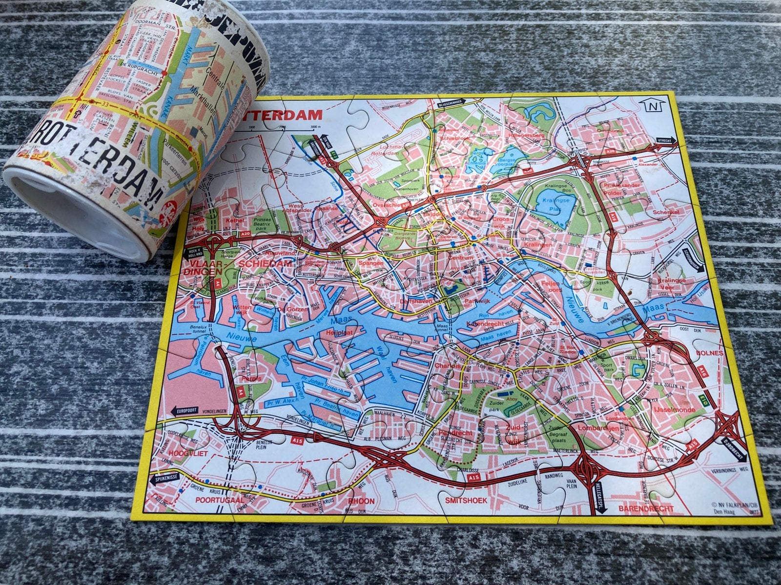 Oude puzzel Rotterdam  36 stukjes circa 1960 70, Antiek en Kunst, Ophalen
