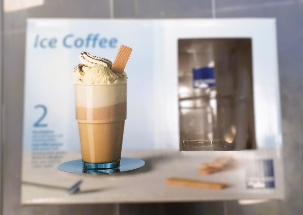 2 x Leonardo Koffie glas met lepel en onderzetter, Ophalen of Verzenden, Zo goed als nieuw, Meerkleurig, Overige merken