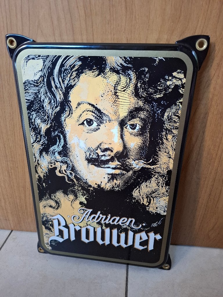 Emaillebord biermerk Adriaen Brouwer, Verzamelen, Ophalen of Verzenden, Nieuw, Reclamebord, Plaat of Schild, Overige merken