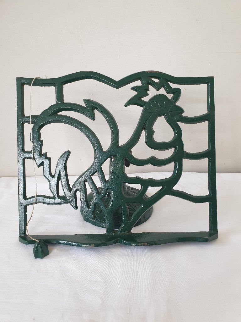 Vintage groen gietijzeren boekenstandaard, Huis en Inrichting, Ophalen of Verzenden, Zo goed als nieuw, Groen, Metaal