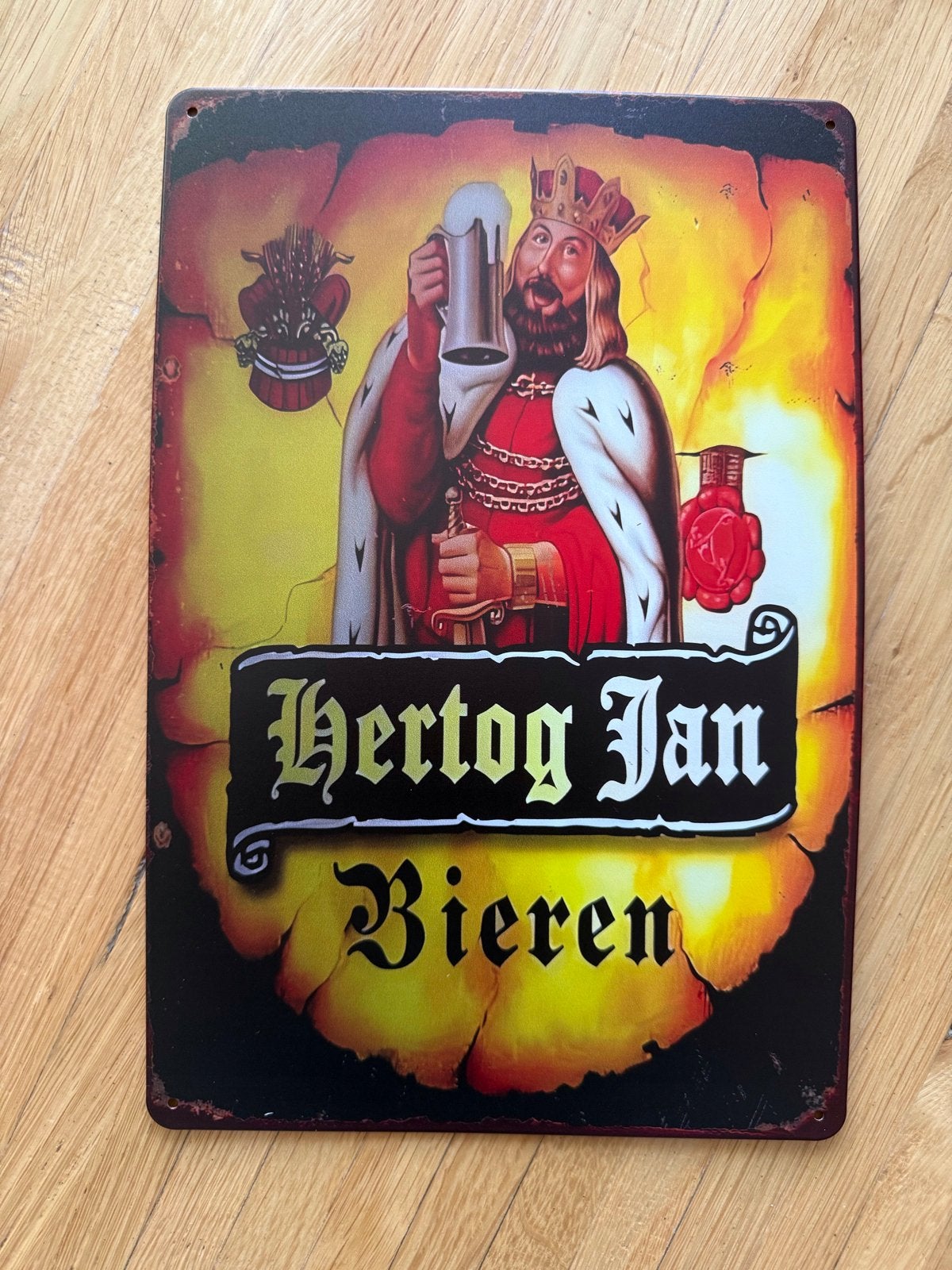 Hertog Jan Bier Reclamebord - Vintage Look 30 bij 20, Ophalen of Verzenden, Gebruikt, Reclamebord