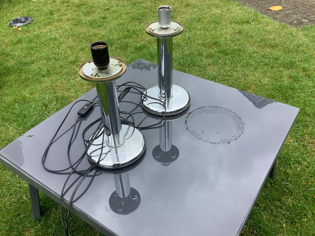 2x Targetti Sankey lampenvoet - Chroom design ex kapjes, Ophalen of Verzenden, Gebruikt, Metaal