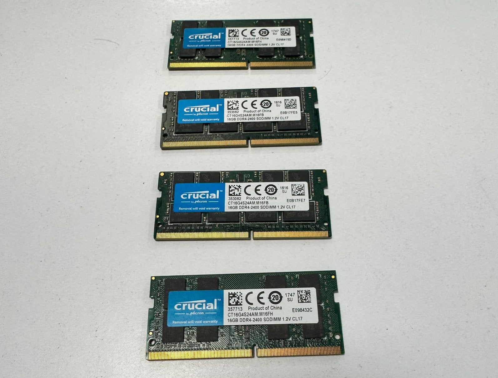 Crucial 4x 16GB DDR4 2400 MHz SODIMM Laptop RAM (CT16G4S24AM, Computers en Software, DDR4, Ophalen of Verzenden, Zo goed als nieuw