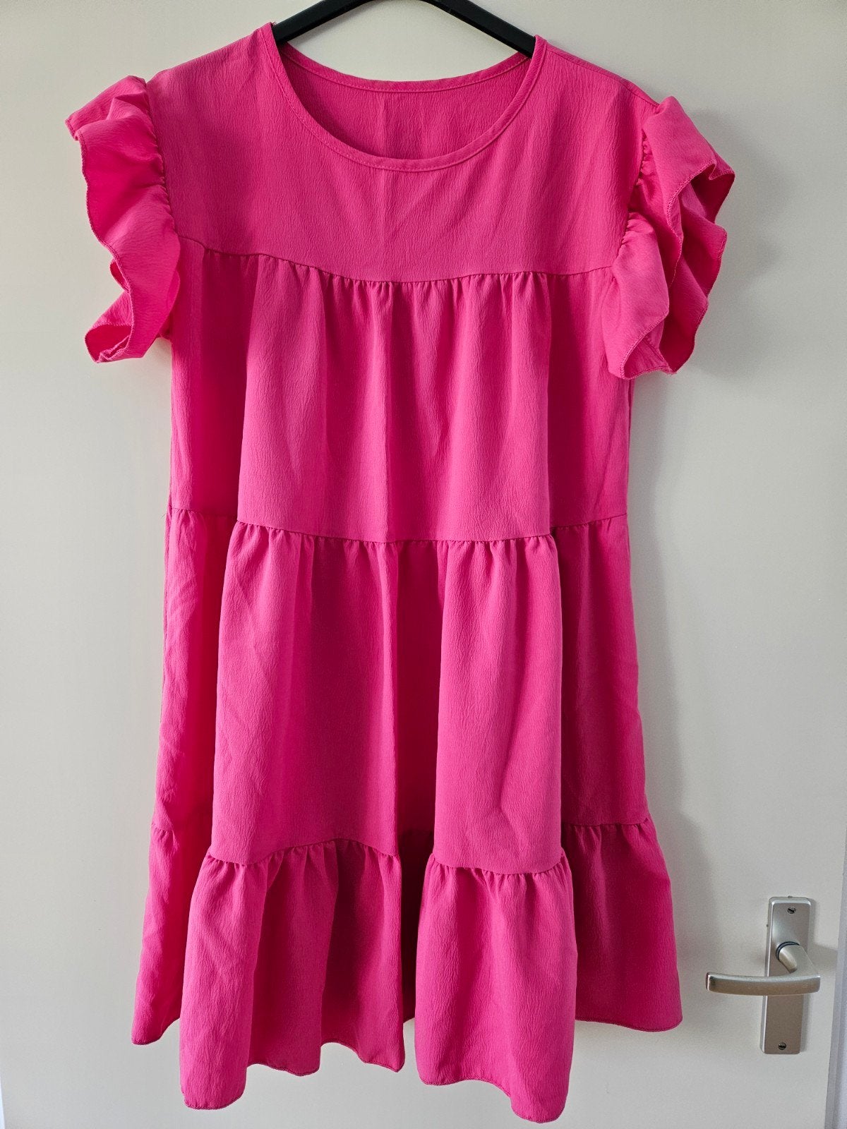 Zgan superleuke fuchsia jurk Shein mt S, Kleding | Dames, Jurken, Maat 38/40 (M), Ophalen of Verzenden, Zo goed als nieuw, Roze