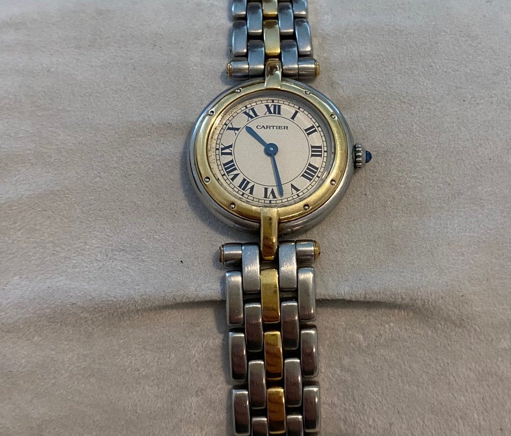 Cartier Panthere rond dames horloge  one row gold, Gebruikt, Polshorloge, Goud, Goud