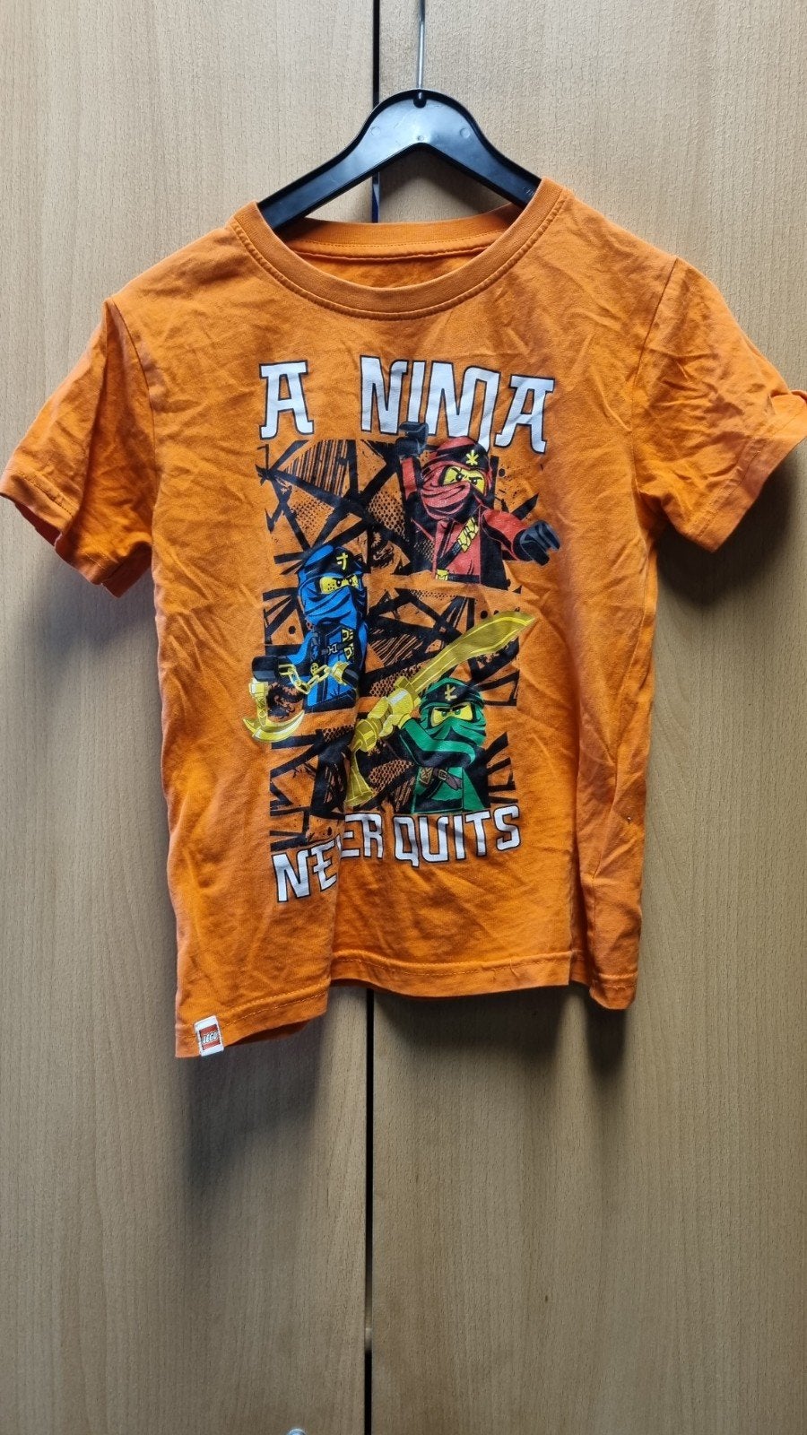 Leuk stoer jongensshirt met opdruk maat 116, Ophalen of Verzenden, Gebruikt, Jongen, Shirt of Longsleeve