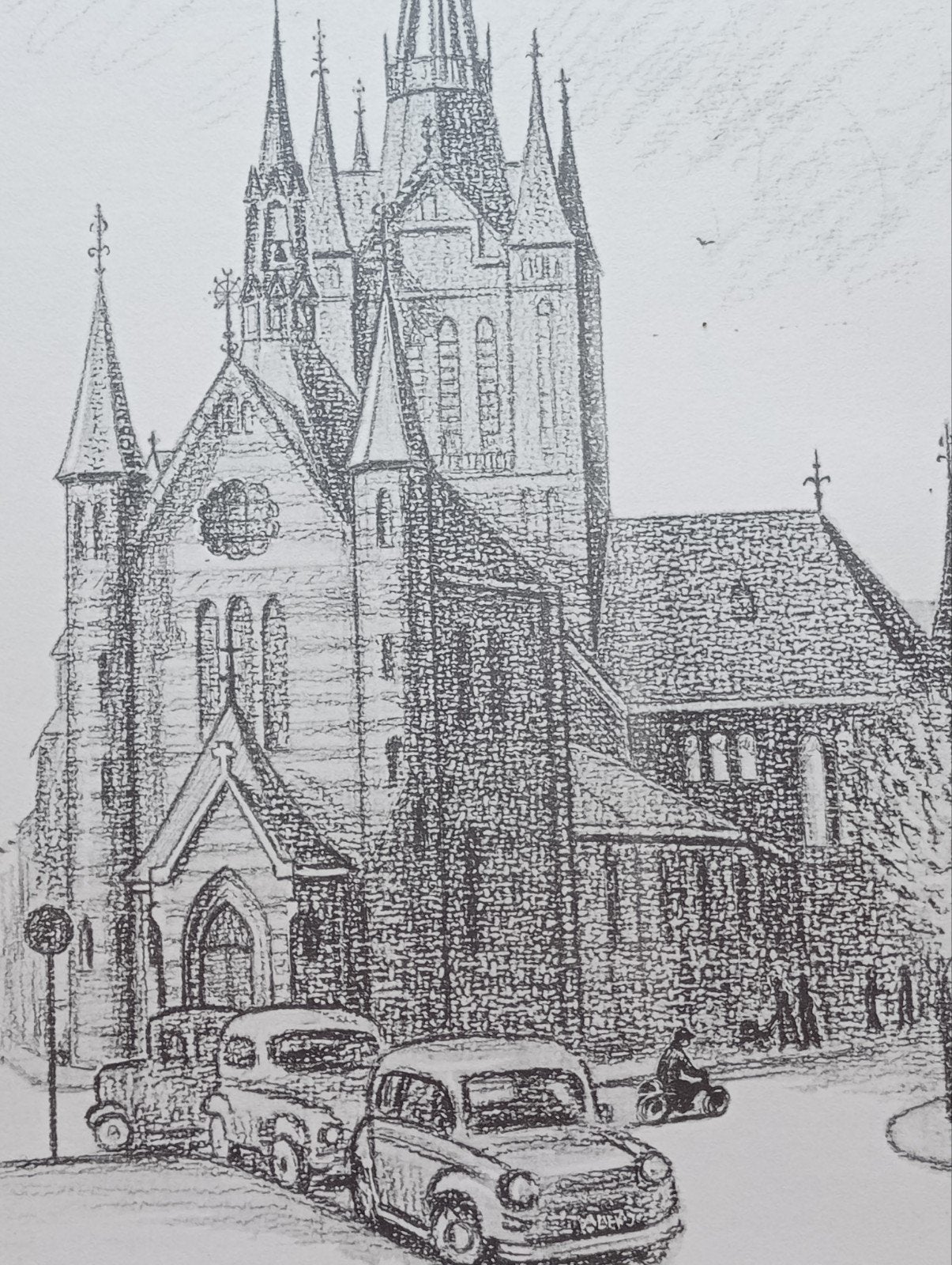 Jan Everts Prent 1964 Heilige Maria Magdalena kerk Amsterdam, Antiek en Kunst, Ophalen of Verzenden