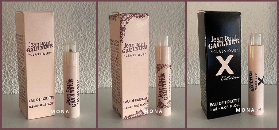 GaultierClassique X Collection set 3 parfum samples proefjes, Verzamelen, Verzenden, Nieuw, Proef of Tester, Gevuld