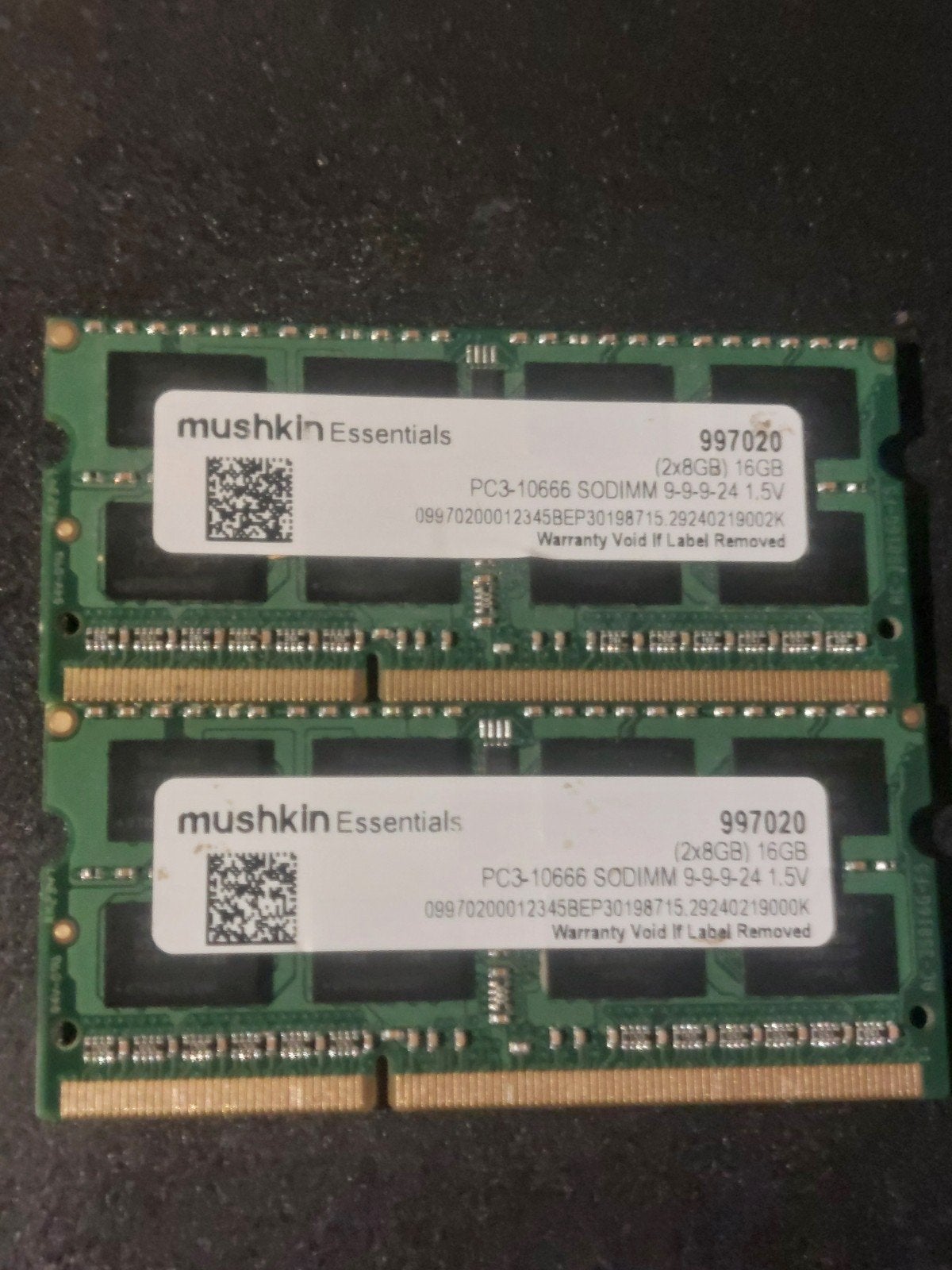 Mushkin Essentials 16GB (2x8GB) PC3-10666 SODIMM RAM, Computers en Software, RAM geheugen, Gebruikt, DDR3, Ophalen of Verzenden