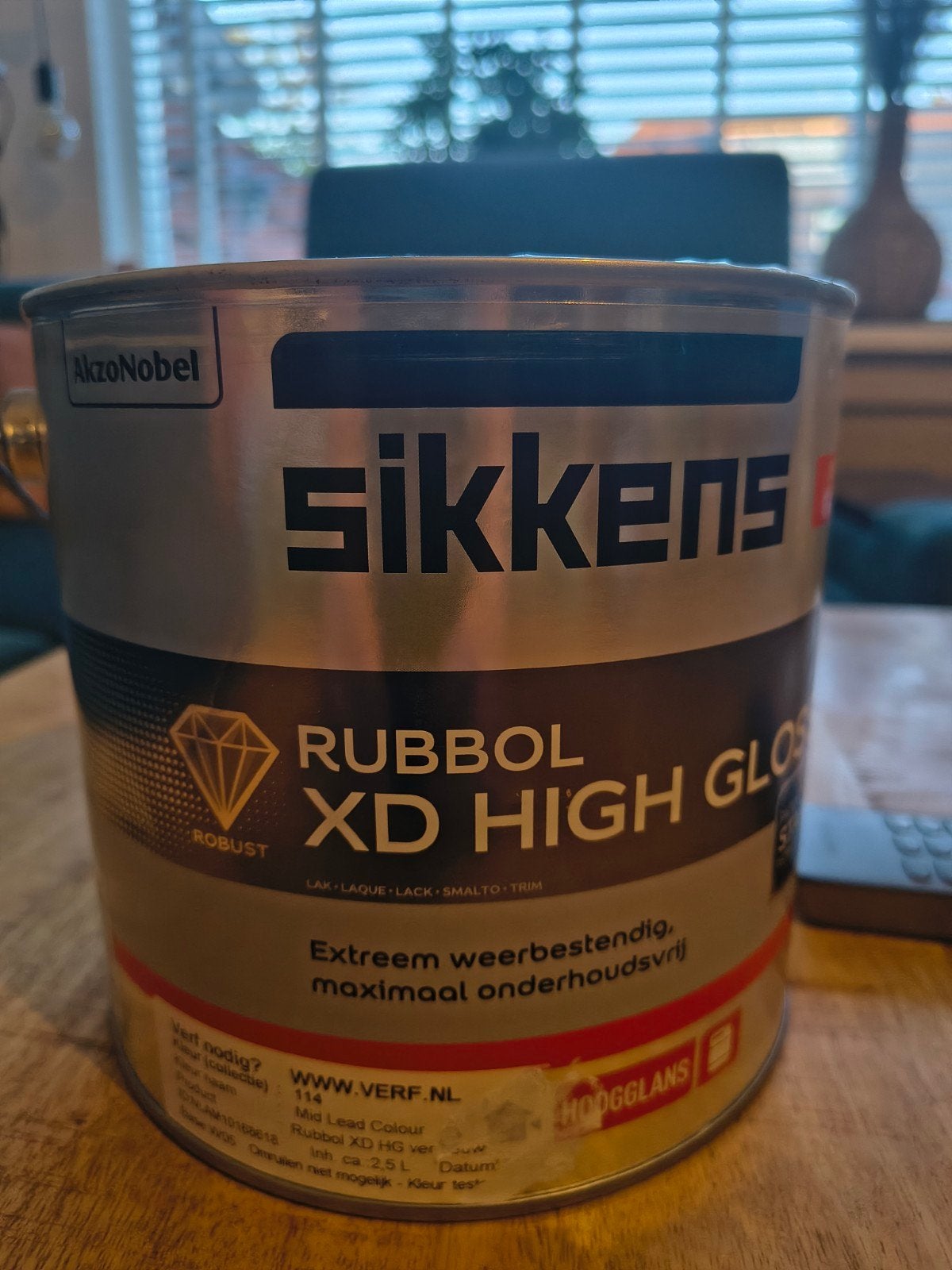 Sikkens Rubbol XD High Gloss Lak - Mid Lead Colour, Ophalen of Verzenden, Nieuw, Grijs, Lak