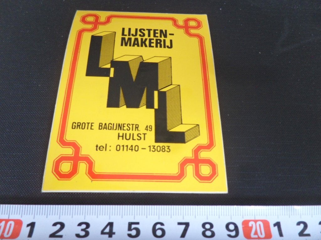 sticker hulst lijstenmakerij LML grote bagijnestraat 49, Ophalen of Verzenden, Zo goed als nieuw