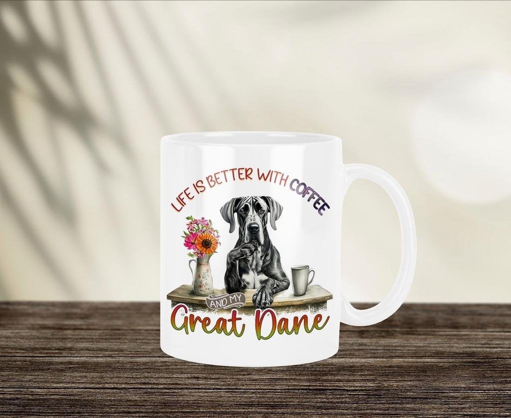 Life is Better with coffee Duitse Dog mok, Verzenden, Nieuw, Overige stijlen, Kop(pen) en/of Schotel(s)