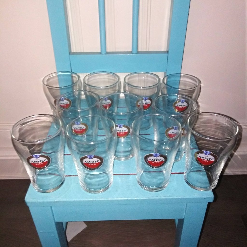 Amstel kleine bierglaasjes 11 stuks 0,16L, Ophalen, Gebruikt, Glas of Glazen, Amstel