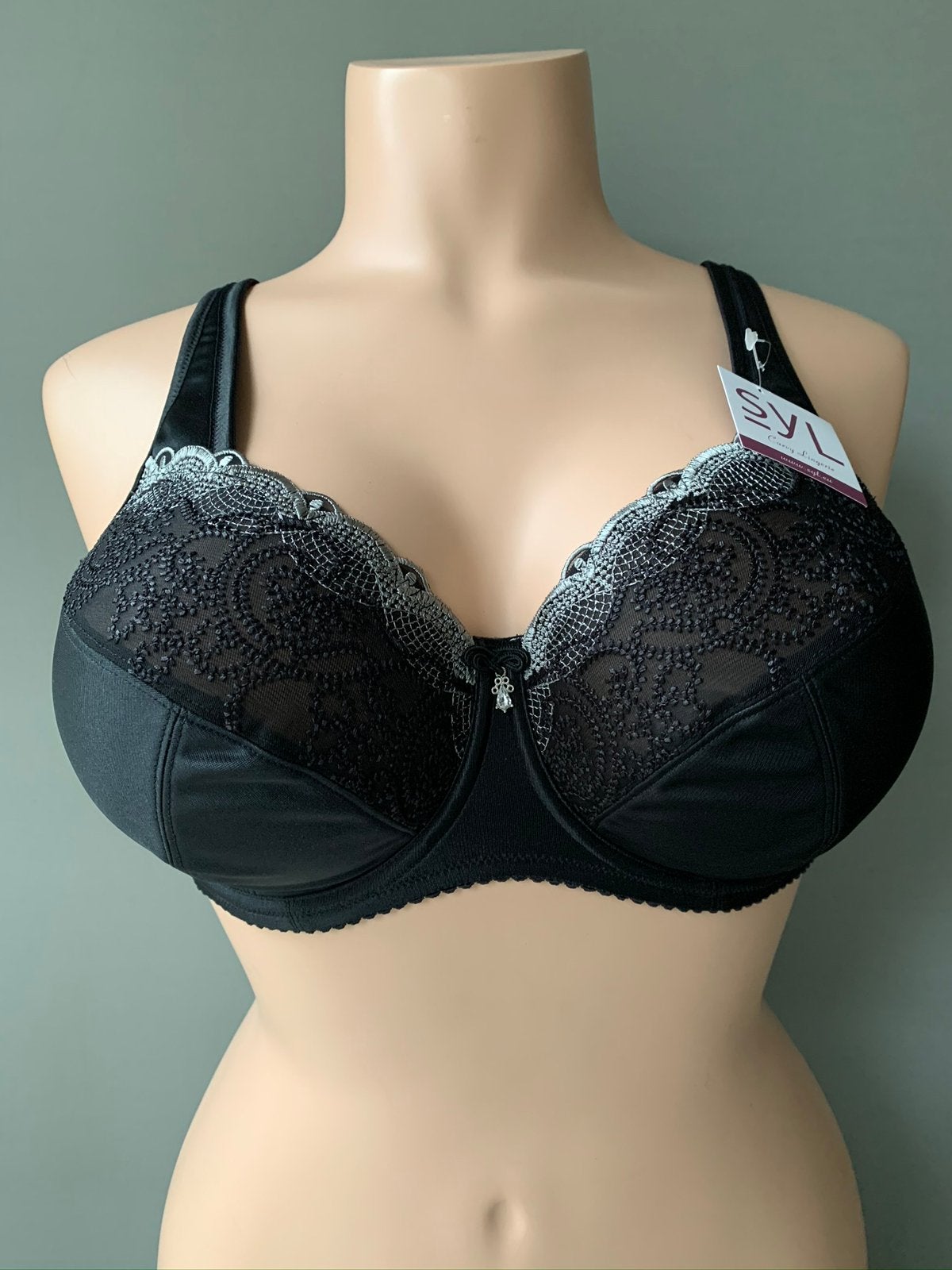 Syl Bh Model charis black grey Zwart  Maat 100b ( 2x ), Verzenden, Zwart, BH