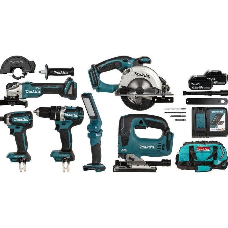 MAKITA 5Ah 18V DLX6082T 5-DELIGE LXT SET BOREN ZAGEN SLIJPEN, Makita, Nieuw, Ophalen of Verzenden, Makita