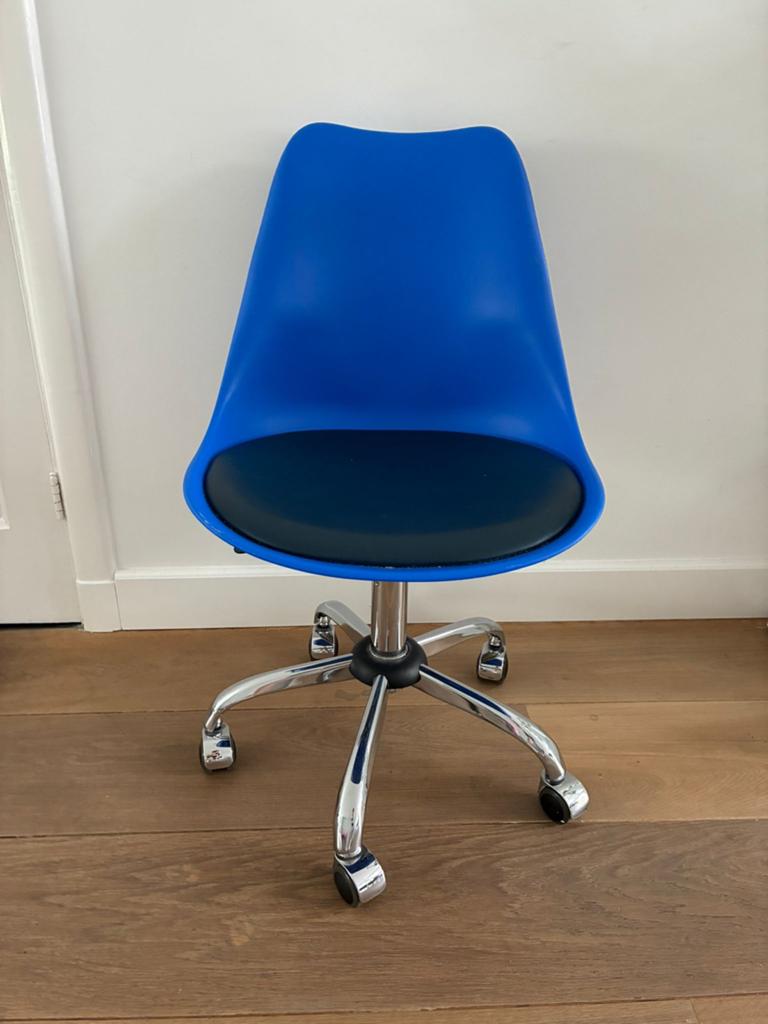 Blauwe kinder bureaustoel met wieltjes, Ophalen, Gebruikt, Blauw, Bureaustoel