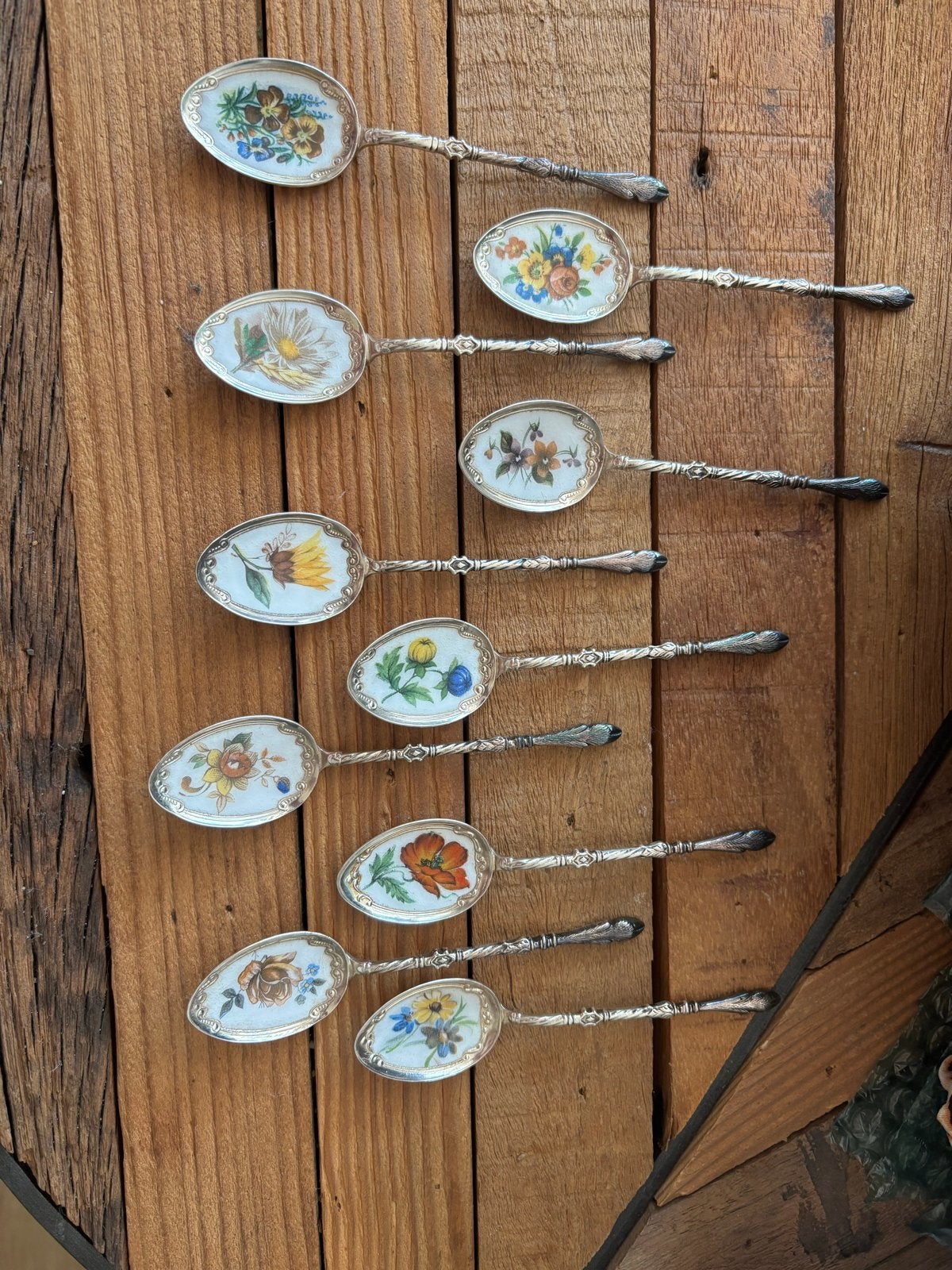 Set van 10 antieke verzilverde theelepels Royal Albert, Ophalen of Verzenden