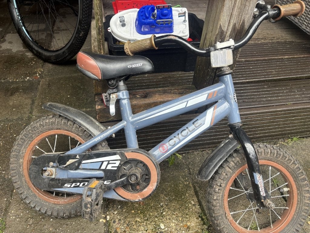 kinderfiets, Fietsen en Brommers, Terugtraprem, Zijwieltjes, Gebruikt, Minder dan 16 inch