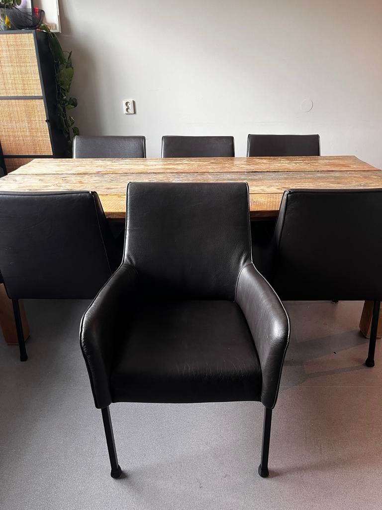 DI of WO WEG: Linteloo Giulietta donkerbruine leren stoelen, Ophalen, Gebruikt, Bruin, Leer