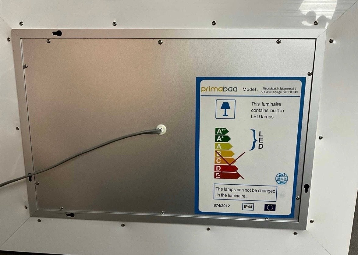 Moderne Badkamerspiegel met LED Verlichting - Primabad, Ophalen of Verzenden, Zo goed als nieuw, Minder dan 100 cm, Rechthoekig