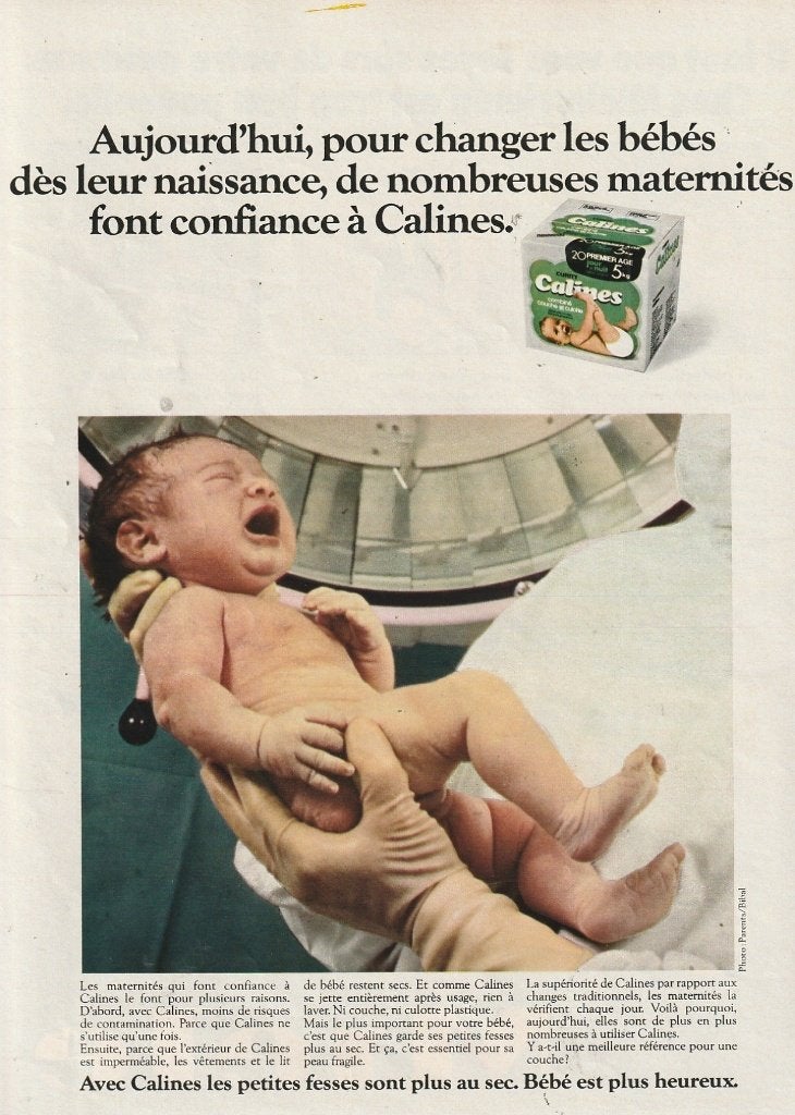 Retro reclame 1976 Calines baby luiers ook pasgeborenen, Verzenden, Overige typen