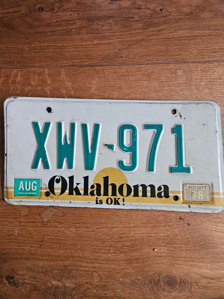 Originele Oude Kentekenplaat Oklahoma USA - XWV-971, Ophalen of Verzenden, Gebruikt