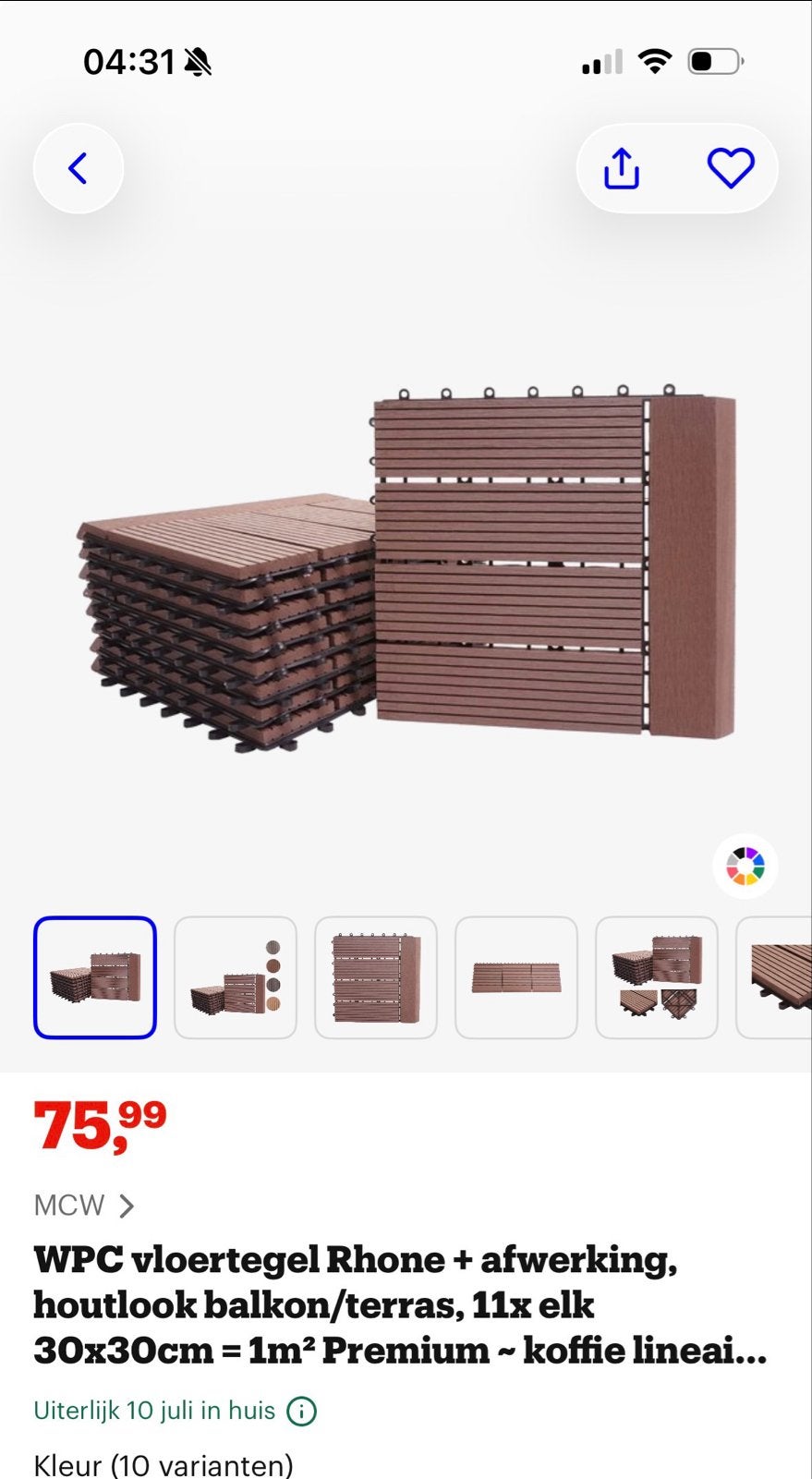 WPC Vloertegels Rhone - Koffie Lineair - 11 stuks (1m²), Tuin en Terras, Ophalen, Nieuw, Composiet