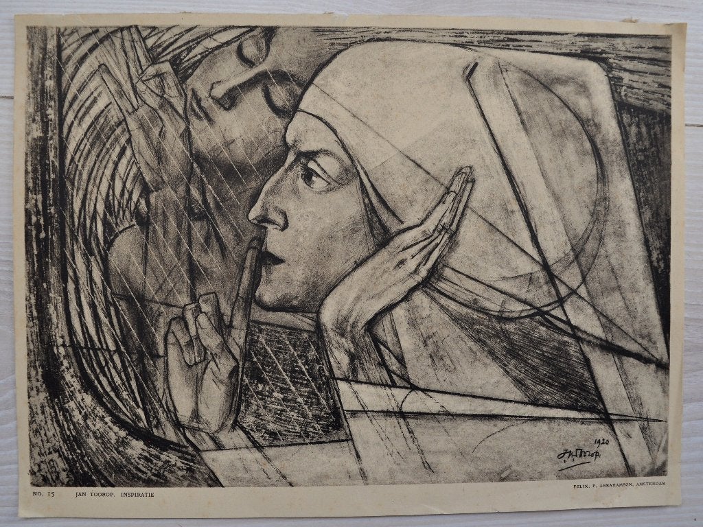 Oude Litho ? Isografie Plaat Jan Toorop Inspiratie 1920, Ophalen of Verzenden, Voor 1940, Gebruikt, Overige onderwerpen