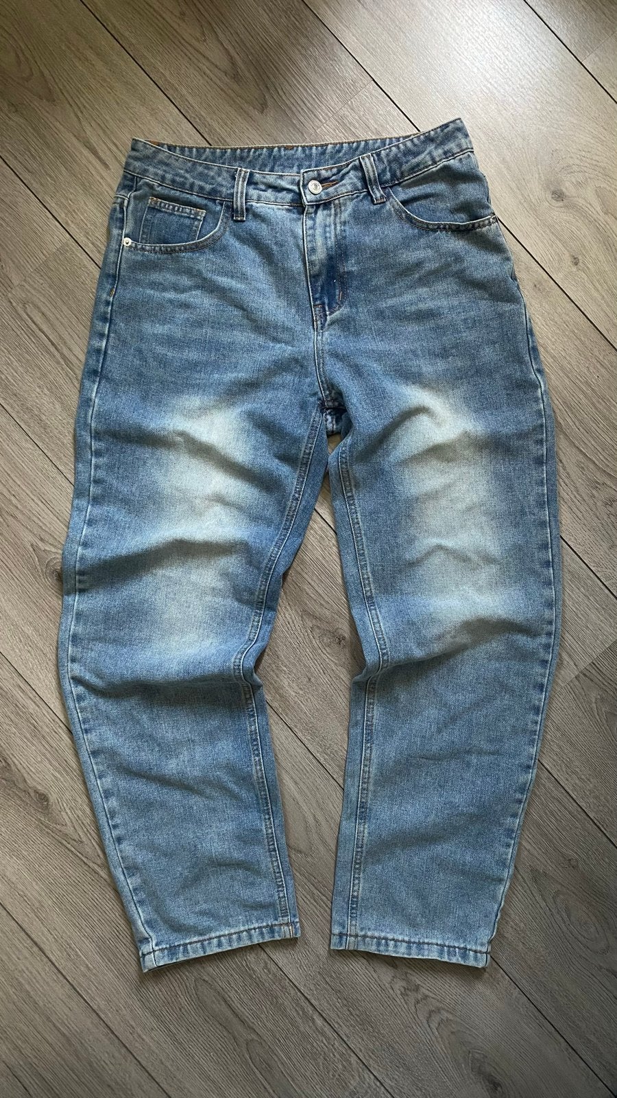 Blauwe baggy spijkerbroek - Maat S, Kleding | Dames, Broeken en Pantalons, Ophalen of Verzenden, Gedragen, Maat 36 (S), Blauw
