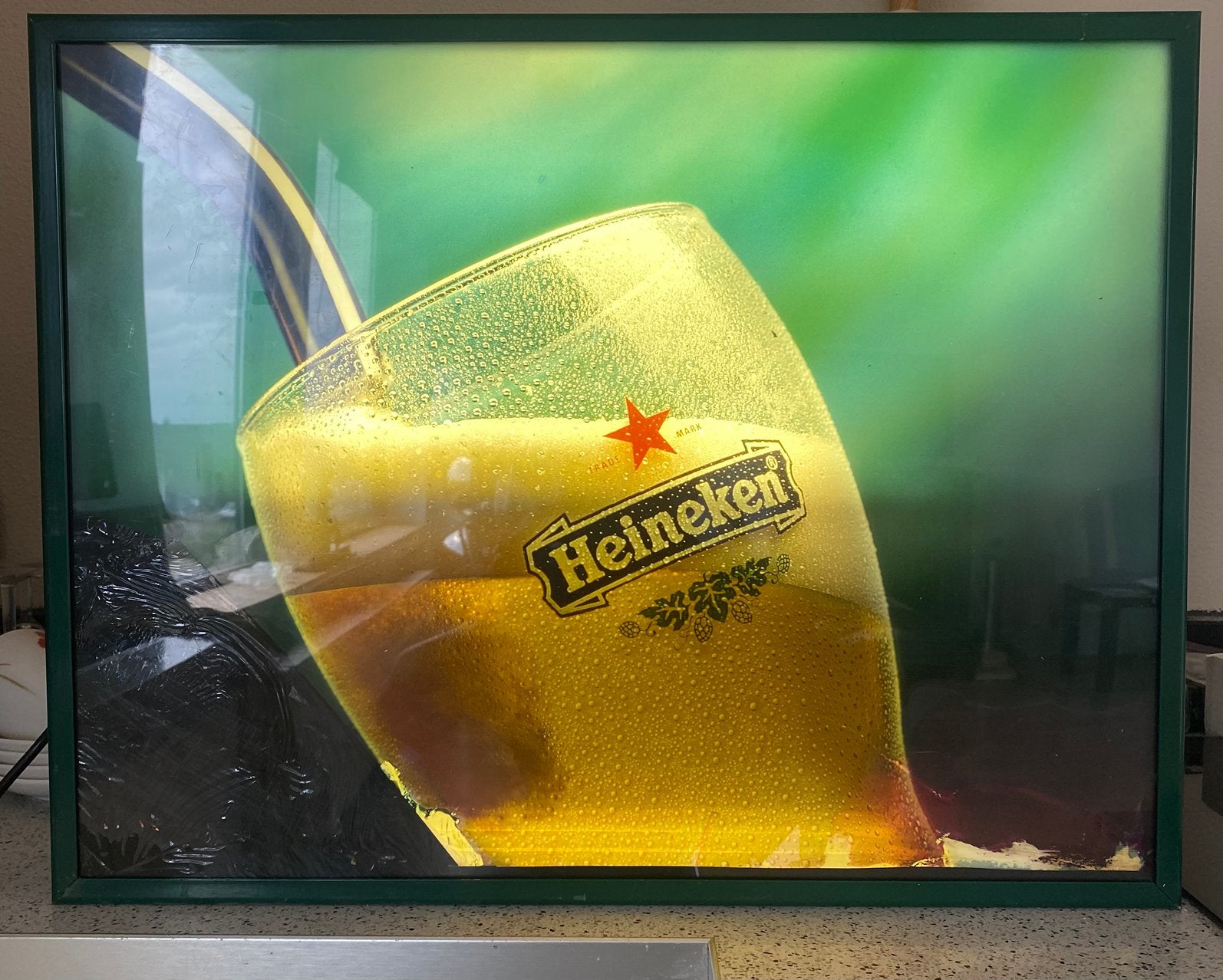 Heiniken licht reclame, Verzamelen, Ophalen, Gebruikt, Lichtbak of (neon) lamp