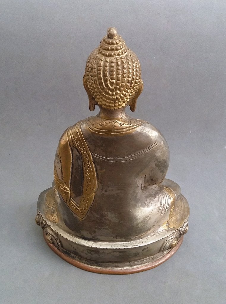 20 ste eeuw Bronzen Zittende Boeddha Beeld "Geluksbrenger", Antiek en Kunst, Zilver, Ophalen of Verzenden, Overige herkomsten