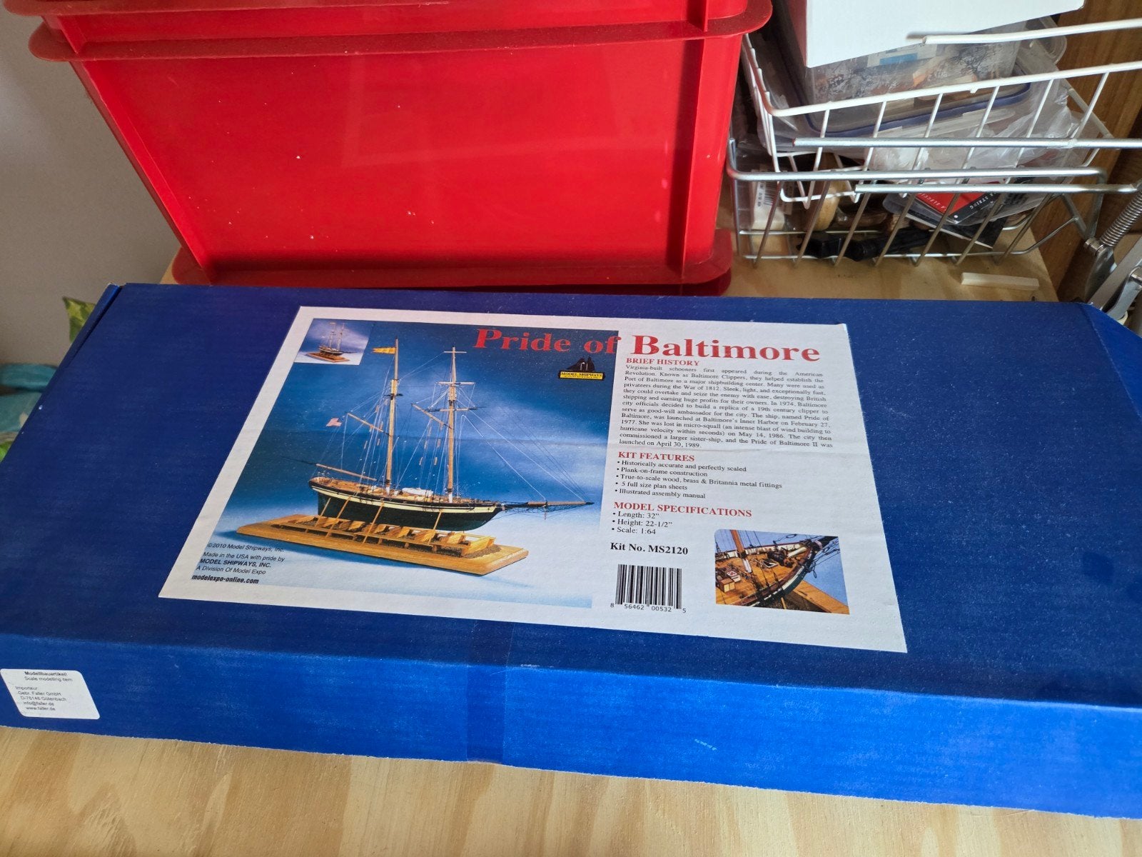 Bouwdoos hout Pride of Baltimore II romp deels gebouwd, Ophalen of Verzenden, Zo goed als nieuw, 1:50 tot 1:200, Overige merken
