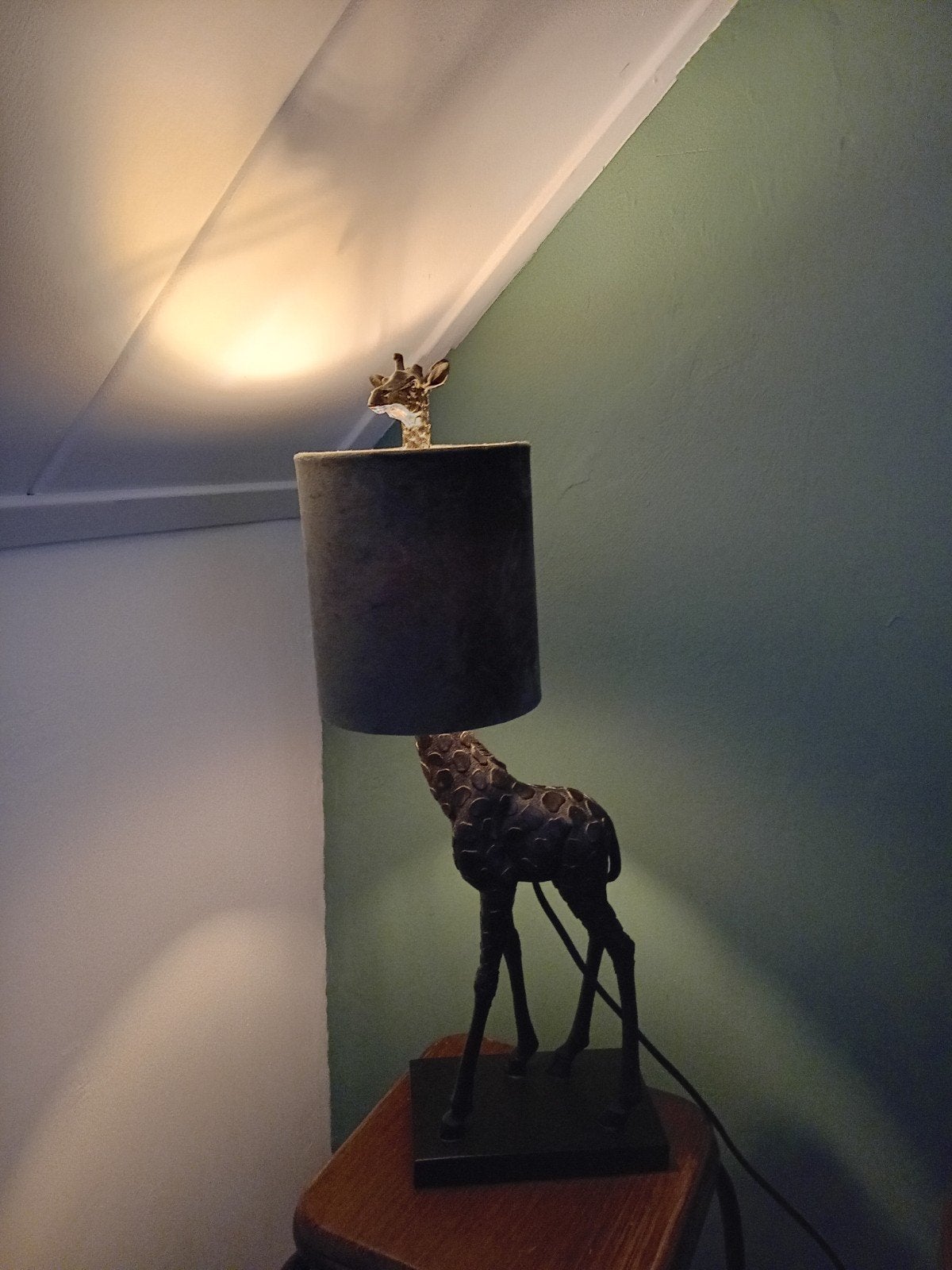 Giraffe tafellamp, groene kap, 2 stuks, Ophalen, Light & Living