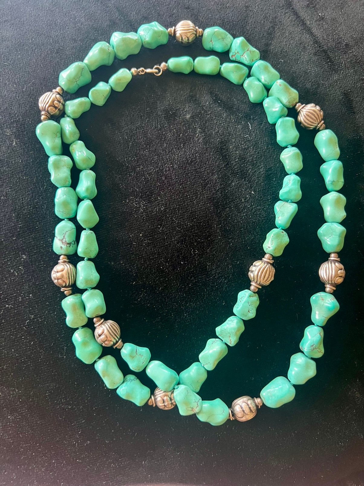 Collier met Turquoise stenen, Ophalen of Verzenden, Zo goed als nieuw, Zilver, Steen of Mineraal