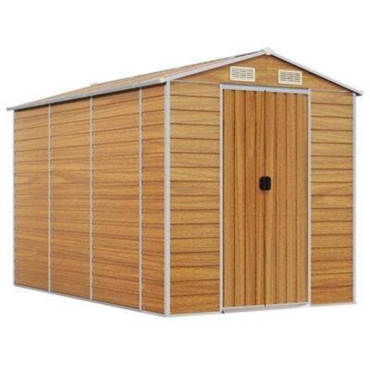 Nieuw tuinhuis houtmotief 191x300x198 gegalvaniseerd, Tuin en Terras, Tuinhuizen, Ophalen, 250 tot 500 cm, Schuur, Zonder ramen