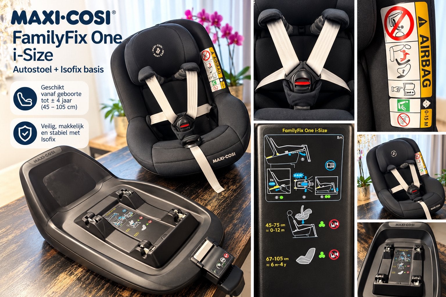 Maxi-Cosi Pearl Pro² i-Size autostoel + FamilyFix One i-Size, Kinderen en Baby's, Gebruikt, 0 t/m 18 kg, Verstelbare rugleuning