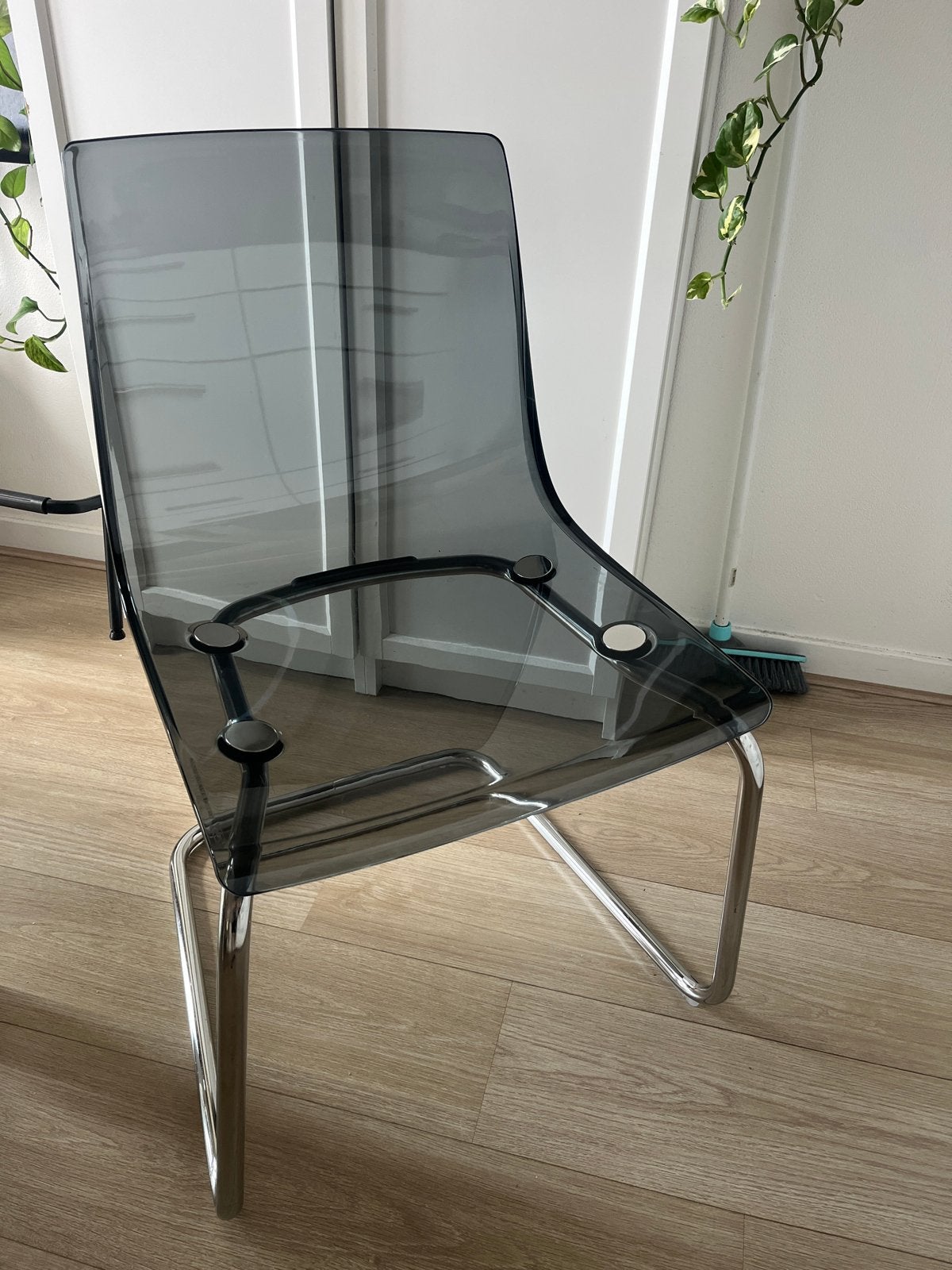 IKEA Tobias eetkamerstoel (2 stuks) - Transparant grijs, Ophalen, Kunststof, Gebruikt, Twee