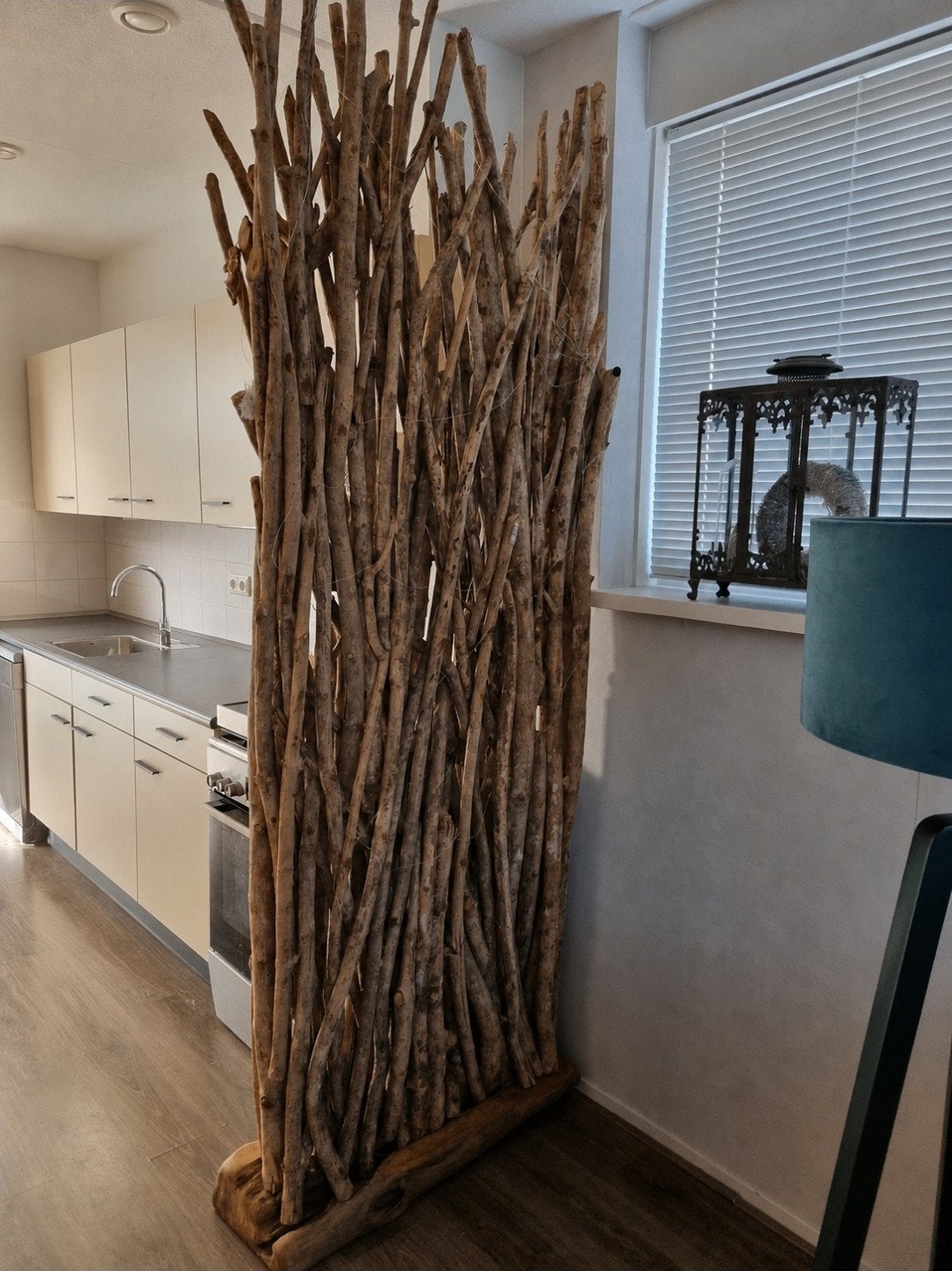 Unieke houten kamerscherm/scheidingswand, Ophalen, Hout, Bruin, Landelijk