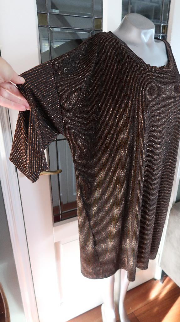 Party Collection wijd tuniek/jurk 4xl bruinzwartgoud glitter, Party Collection, Ophalen of Verzenden, Zo goed als nieuw, Blouse of Tuniek